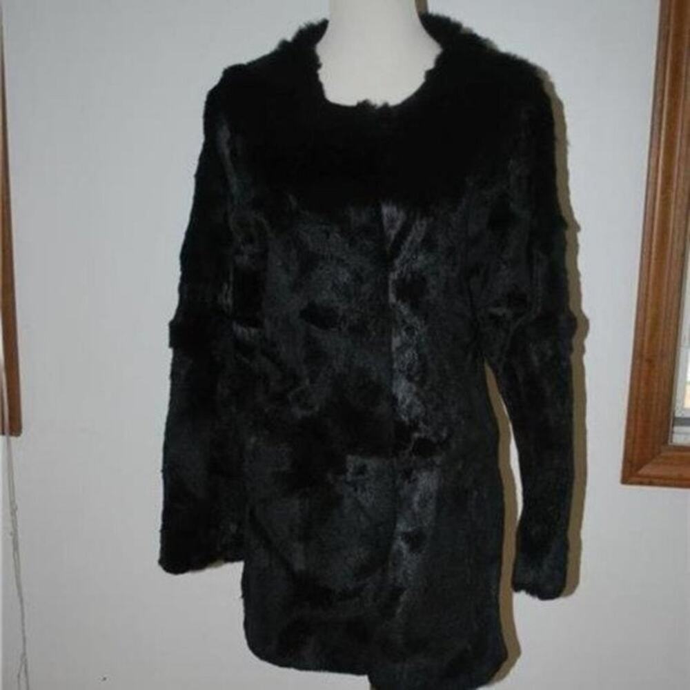 Elizabeth James fur long black fur coat new